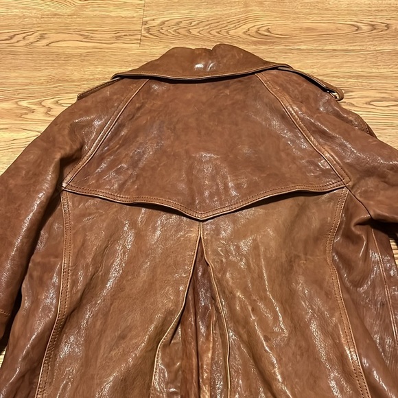 Dolce & Gabbana Women's Cognac Brown Leather Jacket Size 40 US Small - Picture 9 of 12